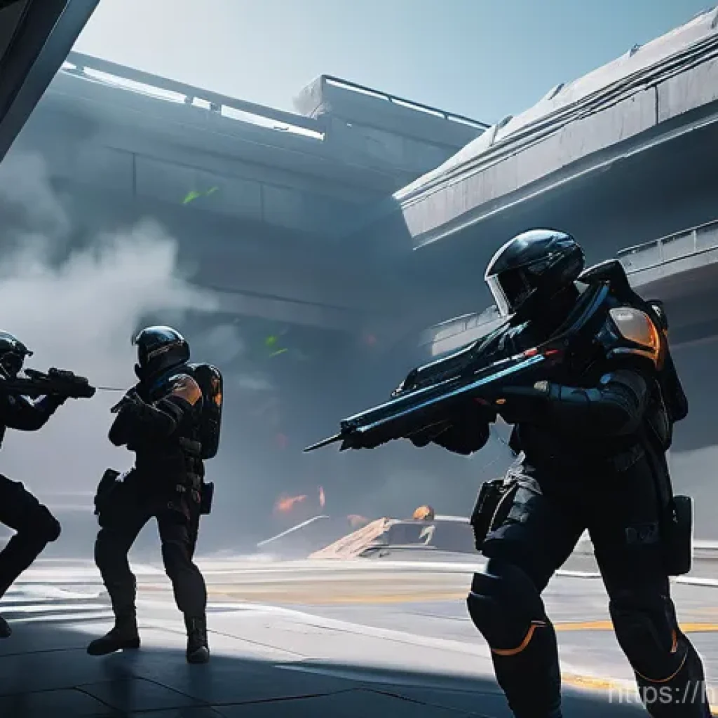 발로란트 스킬 메타 분석 - **Valorant Team Pushing Ascent Site B:** A dynamic, wide shot of a Valorant team executing a coordin...