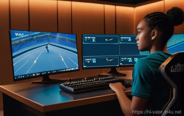 발로란트 승률 통계 분석 - **Prompt: Intense Valorant Team Communication**
    "A wide-angle, realistic photograph of five youn...